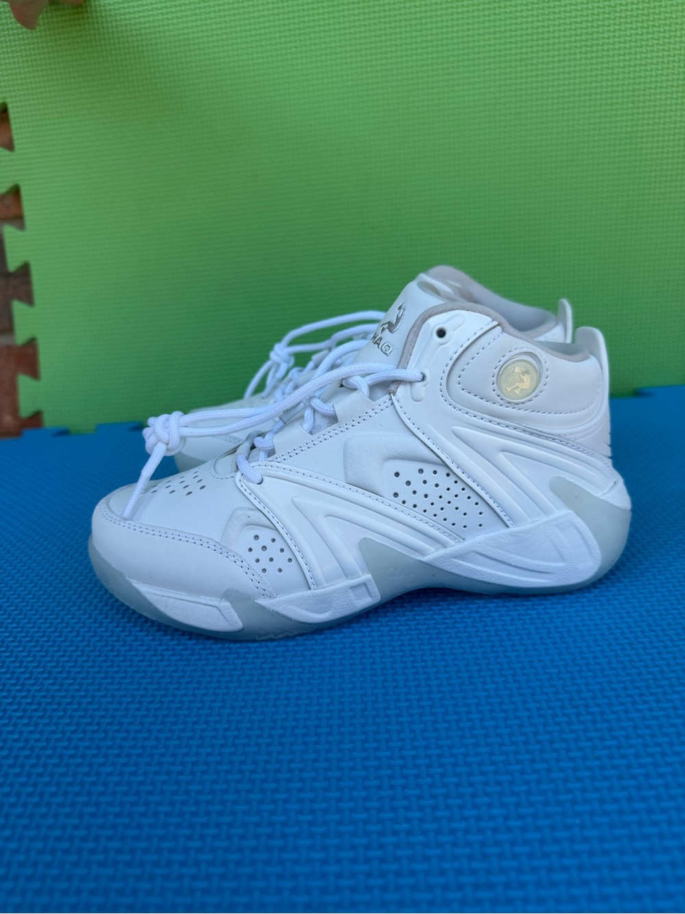 Kids White High-Top Sneakers with Subtle Gray Accents